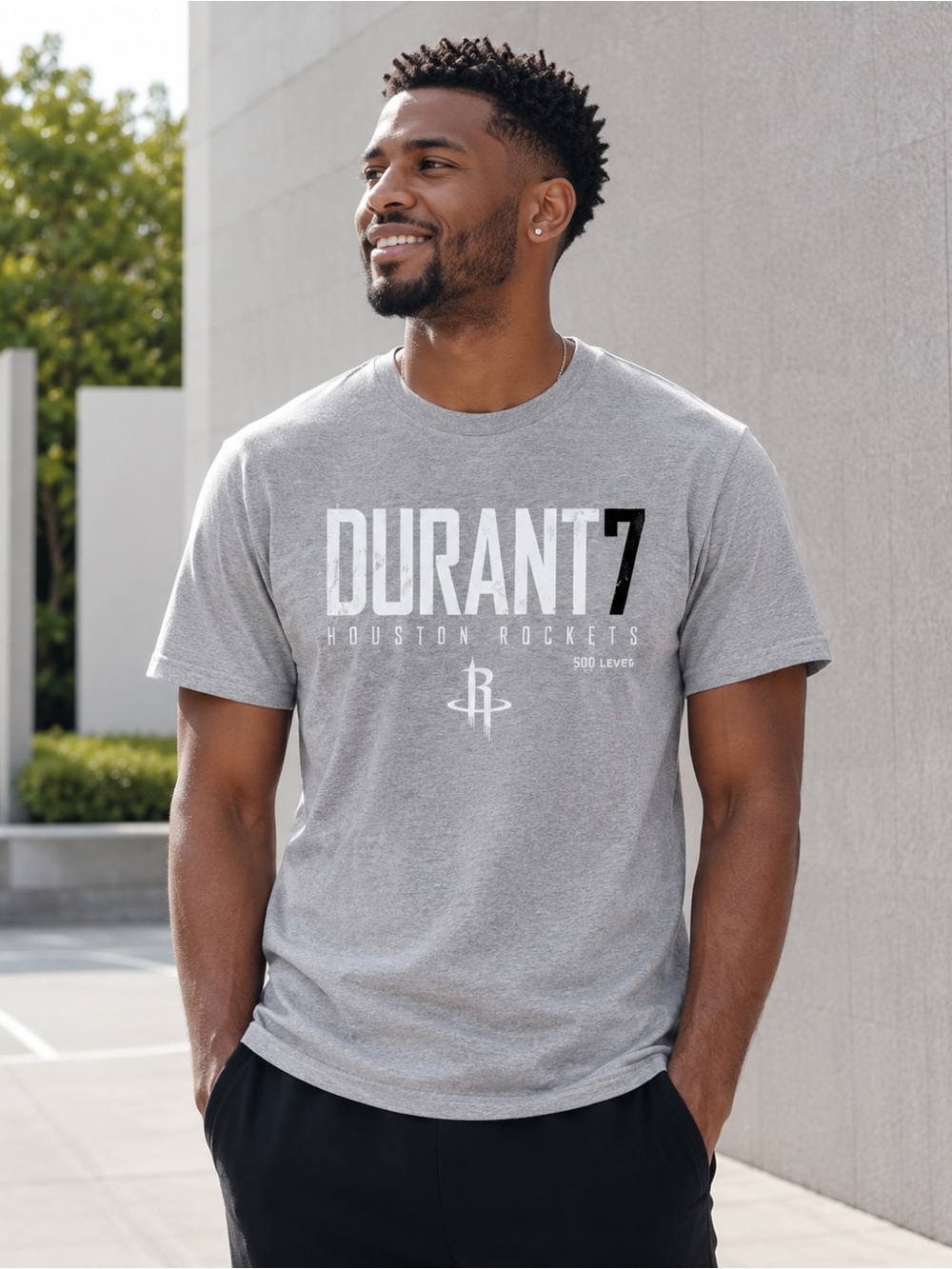 NWT 500 Level Kevin Durant Houston Rockets Gray Graphic Tee Men’s XL